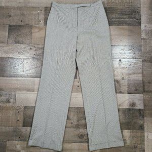 Loft Dress Pants Womens 6 Black Mid-Rise Straight Cuffed Houndstooth Stretch Zip